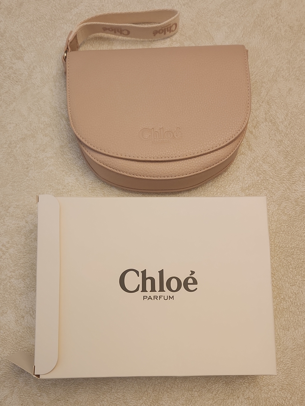 Chloe Beige Leather Wristlet Bag